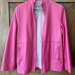 Pink leather jacket- Italian